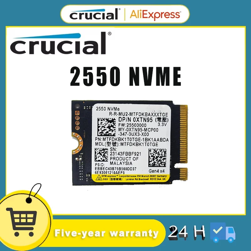 Crucial Original 2550 512GB 1TB M.2 2230 SSD NVMe PCIe Gen4 x4 y SN740 mismo Paragrap para Stream Deck ROG Ally Surface Laptop