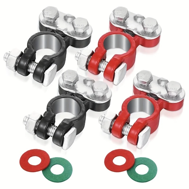 

4pcs Anti-Corrosion Car Battery Terminal Clamp Connector Adjustable Positive And Negative Battery Post Connector Replacement