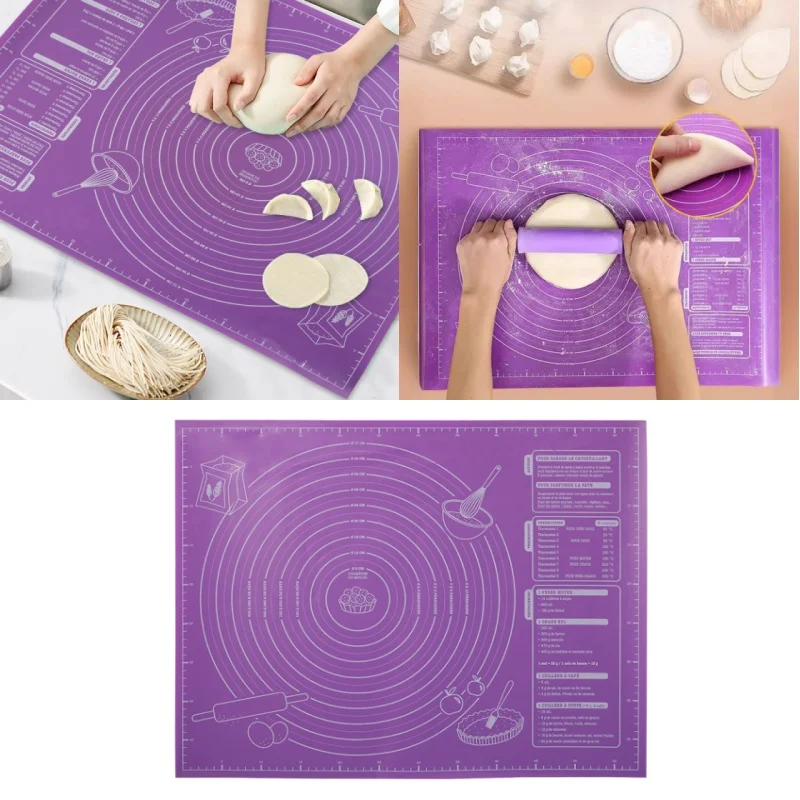 60 cm Silikon Pad Backen Matte Blatt Kneten Teig Matte Für Küche Roll Teig Pizza Große Teig Antihaft Maker halter
