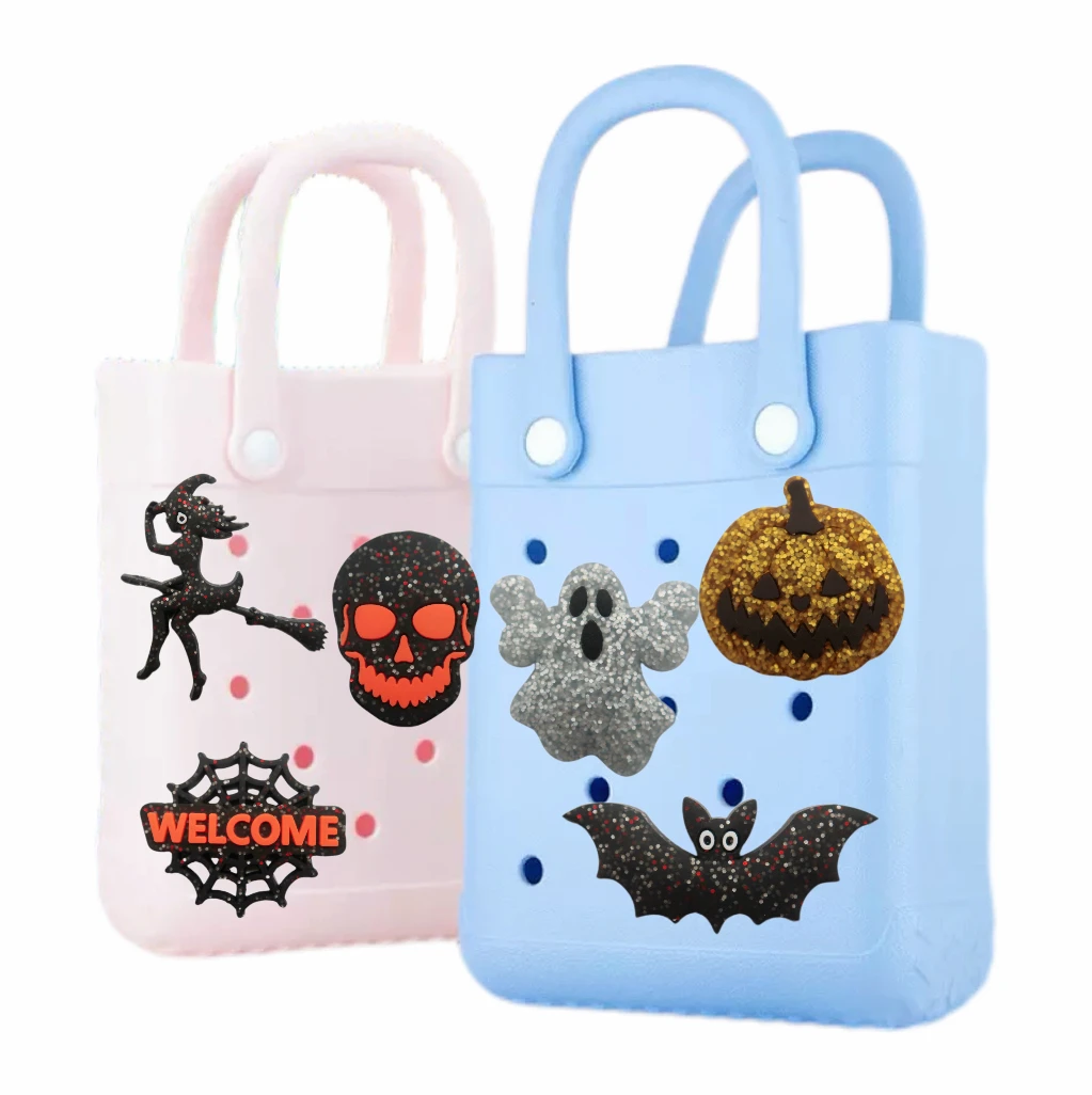 Halloweenowe złote i srebrne brokatowe ozdoby do butów 1-100 szt. DIY rękodzieło dla fajnej dziewczyny, przystojnego chłopca i dzieci, prezenty i upominki świąteczne