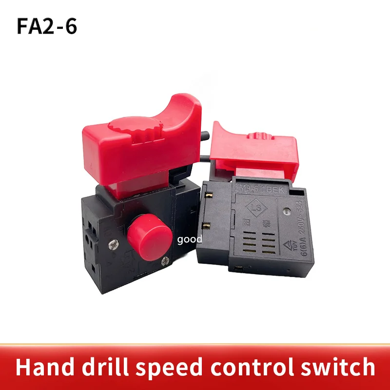 1PCS FA2-6/1BEK 250V 6A 5E4 Red+Black Lock On Power Tool Electric Drill Trigger Switch Electric tool fittings switch