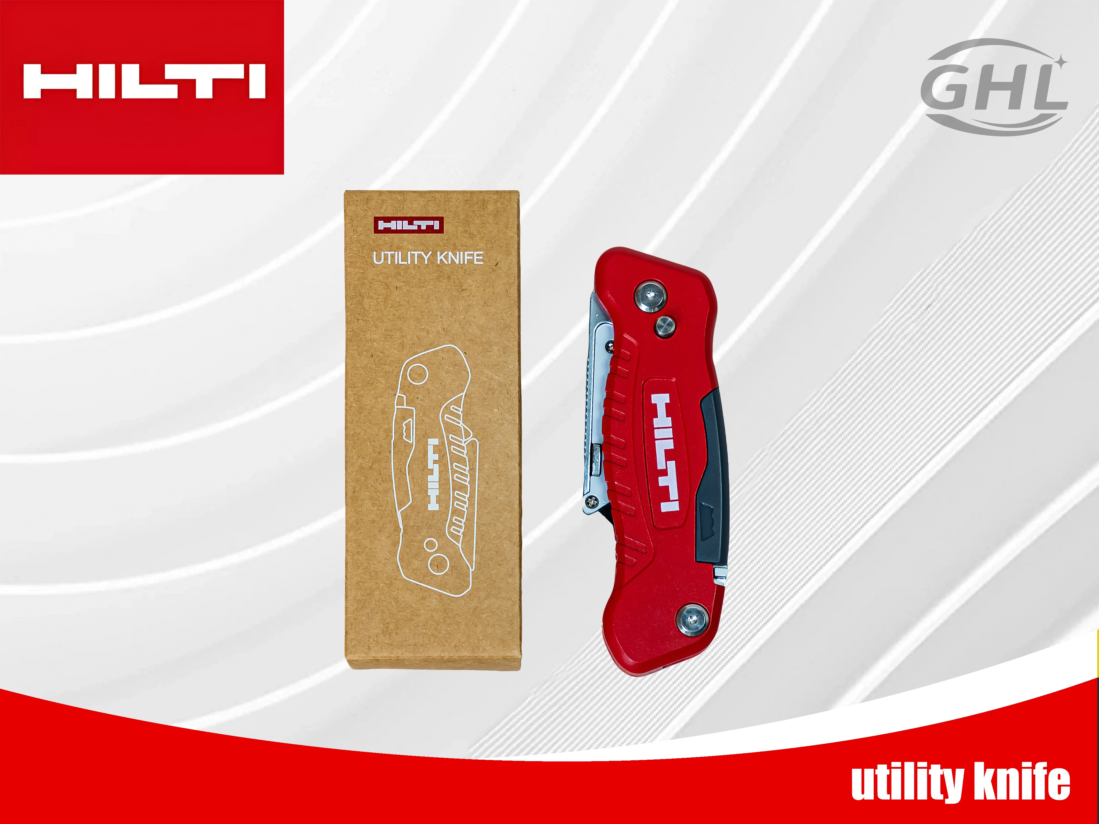 HILTI Original Tapetenmesser, Multifunktionsmesser, Universalwerkzeug – mit Schraubendreher, Klappmesser, Papierschneidemesser – Detail 1
