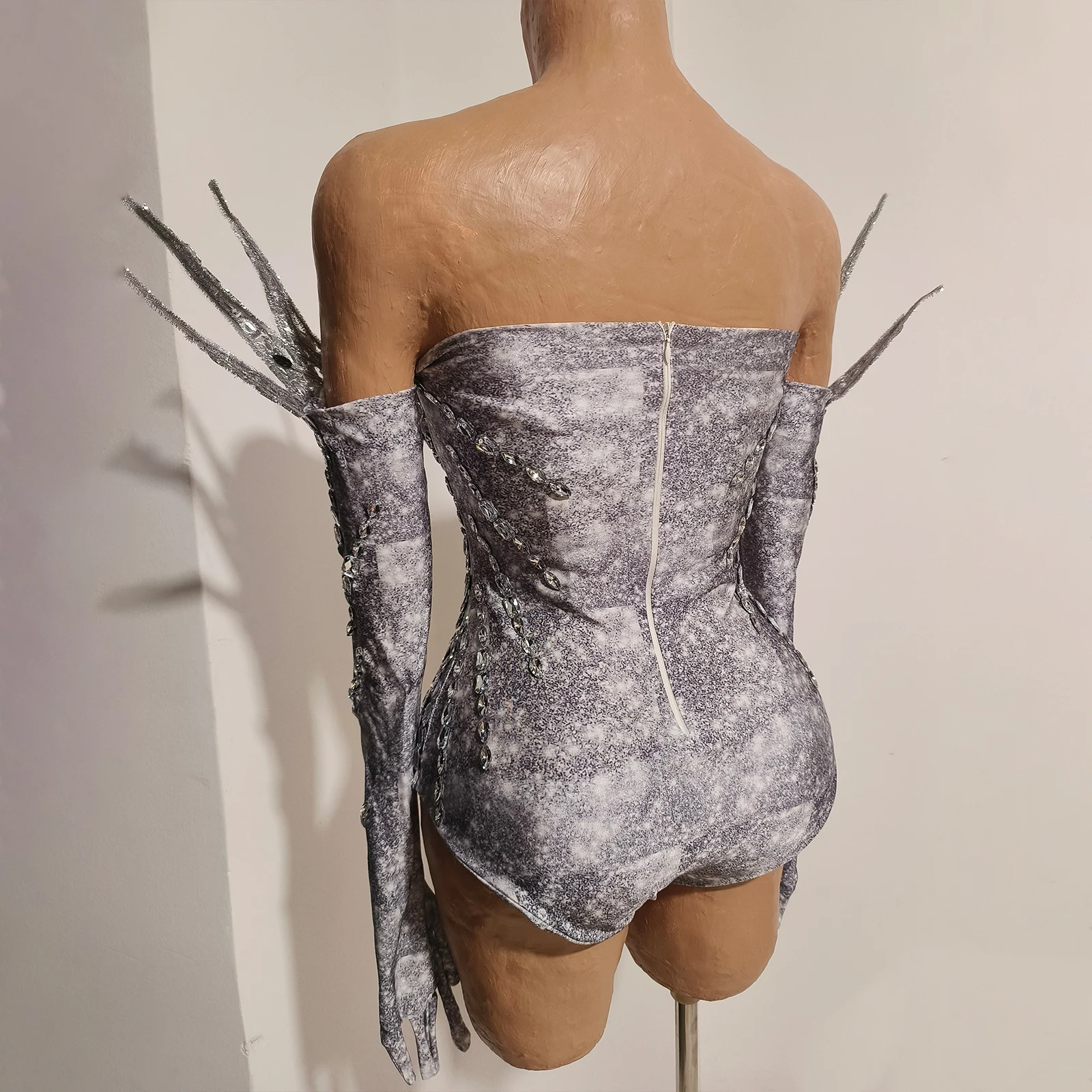 Luxurious Sparkling Diamond Strapless Jumpsuit Celebrating Birthday Stage Party Cross Dressing Queen Stage Performance Costume