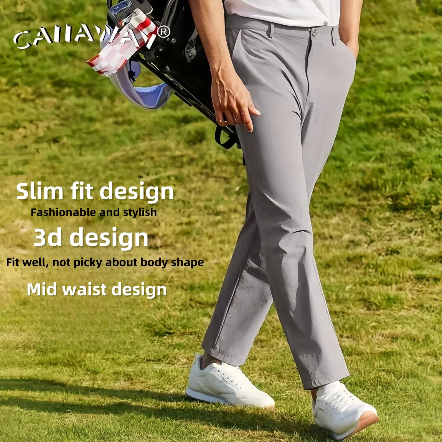 

CAIIAWAV Брюки для гольфа Мужские брюки облегающие эластичные быстросохнущие мужские брюки Брюки для гольфа с мячом Уличные повседневные мужские брюки