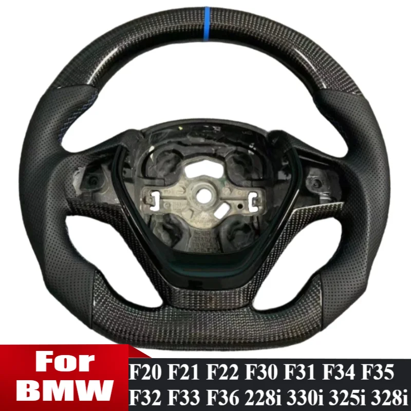 

Руль из карбона для BMW F20 F21 F22 F30 F31 F34 F35 F32 F33 F36 228i 330i 325i 328i, перфорированная кожа, D-образный, с перфорацией