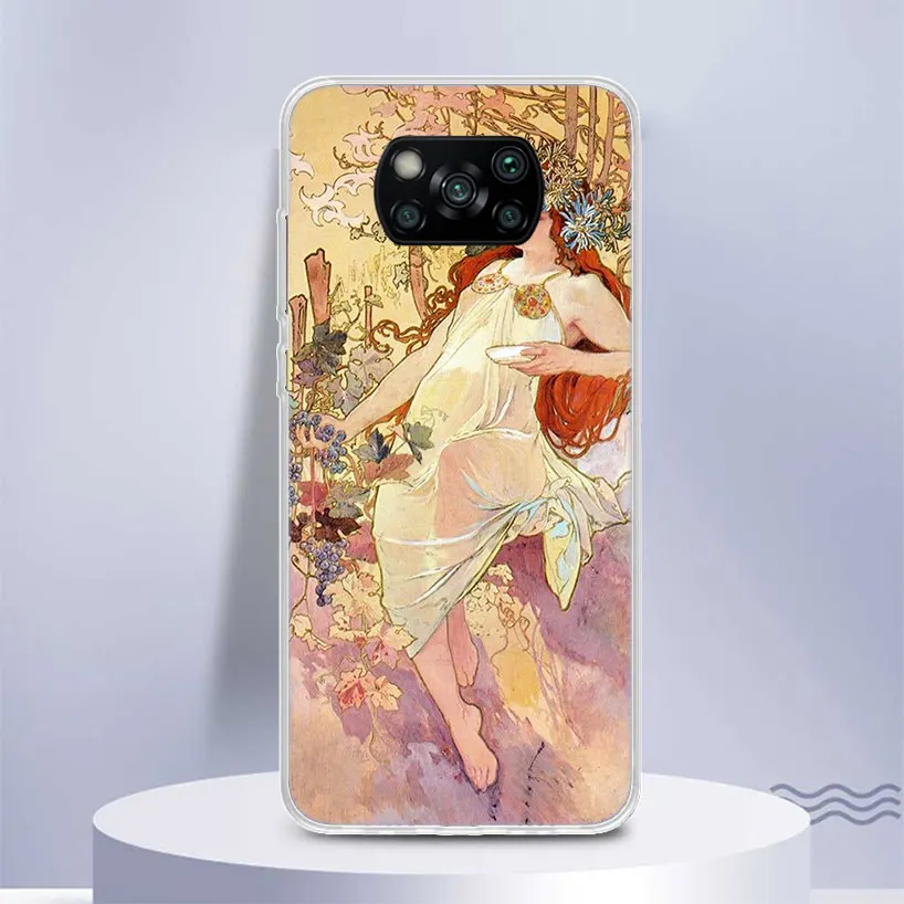 Alfons Mucha Primavera Soft Silicone Phone Case For Xiaomi Poco X3 NFC X4 GT X5 X6 F6 F5 Pro F4 F3 F2 F1 M5S M4 M3 M2 5G Cover X