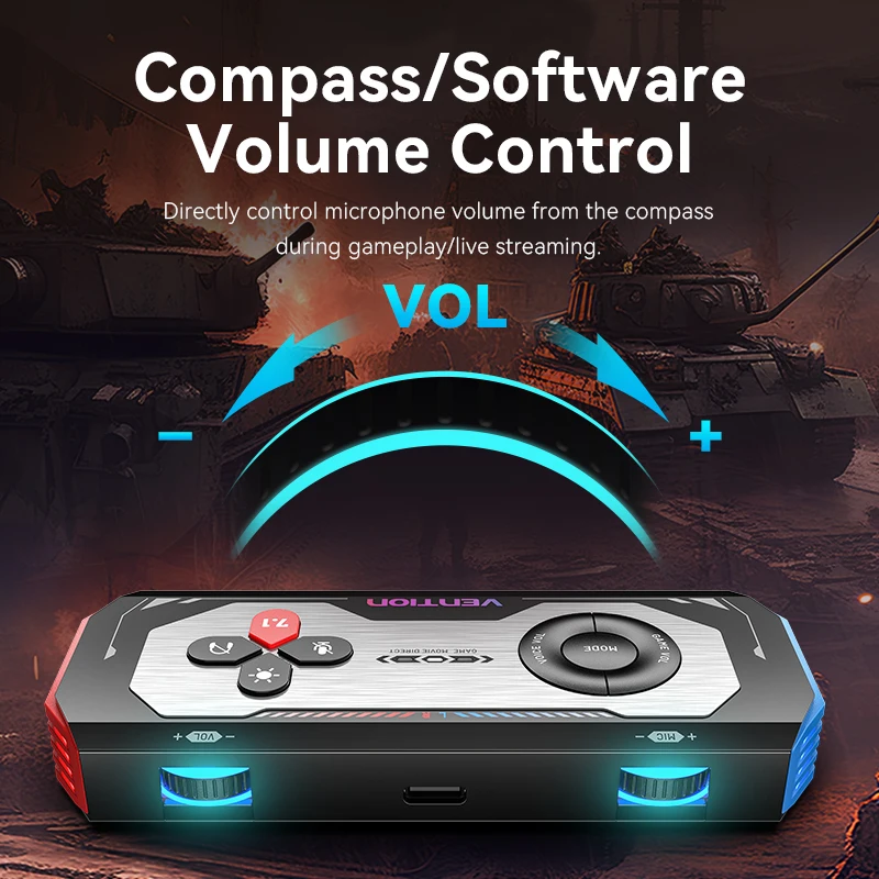 Внешняя USB-звуковая карта компьютера Vention 7,1-канальный игровой аудиоусилитель для USB-адаптера Plug and Play для ноутбука