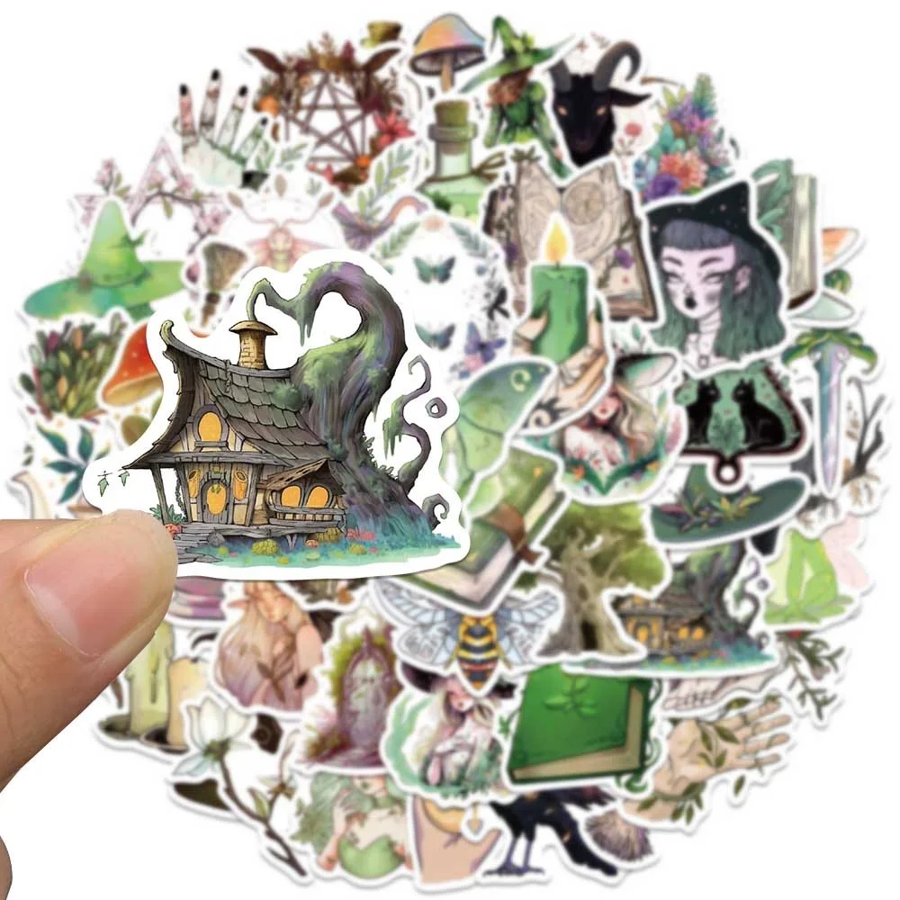 10/50Pcs Cute Forest Witch Magic World Stickers Aesthetic DIY Scrapbooking Skateboard Laptop Phone Fridge Car Decoration Sticker