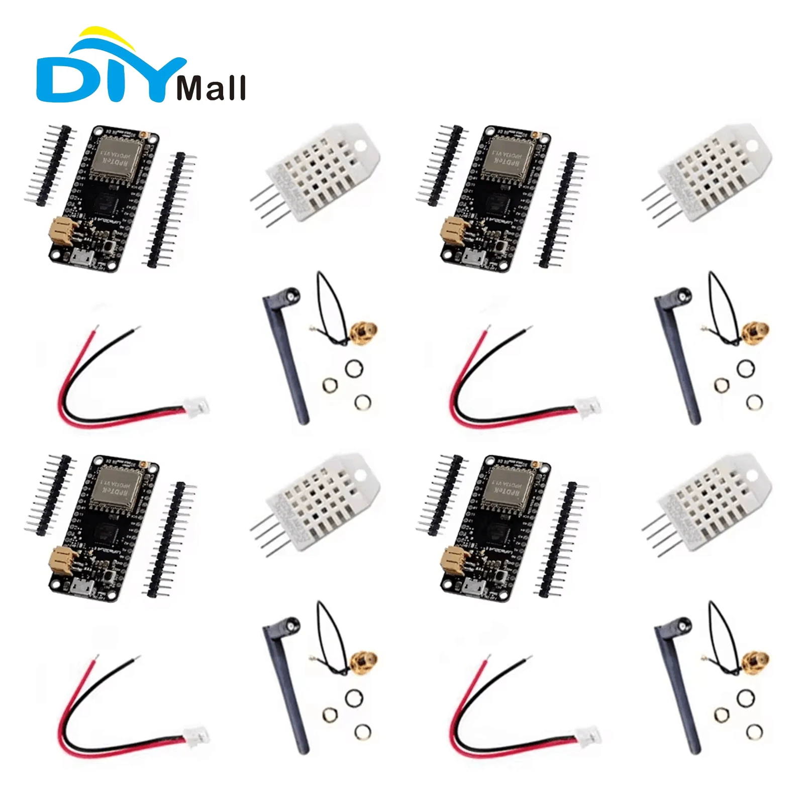 

DIYmall 4 шт. Комплект плат для разработки LoRa32u4 II с антеннами SX1276 868 МГц/915 МГц для проектов Arduino IoT и умного дома