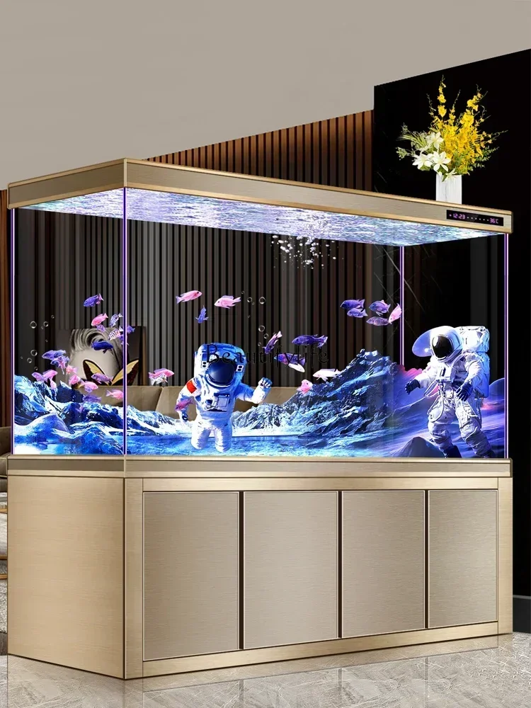 

LXDragon Fish Tank Living Room Large Aquarium Bottom Filter Ultra-White Glass Home Partition Ecological Automatic Change Water