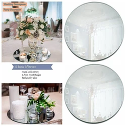 20CM Round Acrylic Mirror Tray Circle Candle Mirror Plate Decor for Wedding Baby Shower Birthday Decoration Party Supplies
