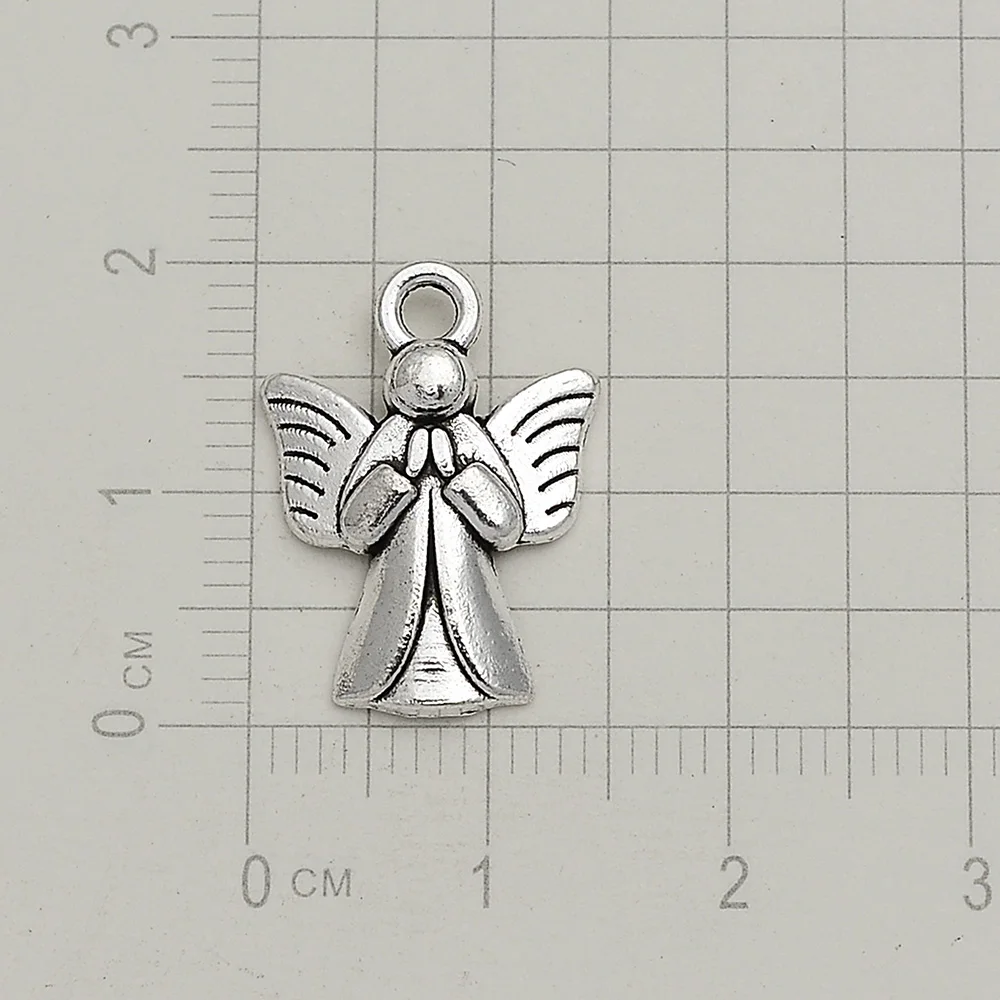 15pcs/Lot 19x14mm  Antique Guardian Angel Charms Fairy Pendant For DIY Necklace Keychain Jewelry Making Supplies Accessories