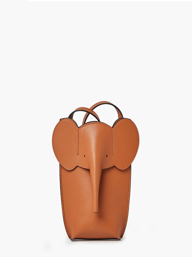 

Ele Elephant Design Genuine Leather Crossbody Phone Bag for Women Summer 2023 Faion Trend Single oulder Bag
