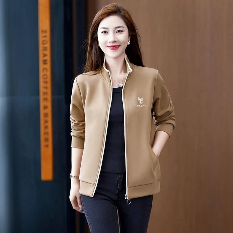 

Casual Loose Spor Jaet for Women Stand Collar Sweatirt Brand New 2025 Spring Autumn Faionable Outerwear