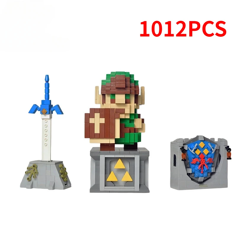 Hot Game Accessories Link Square Head Figures Building Blocks MOC Zeldaed Master Sword And Hyrule Shield Model Kids Toy Gift