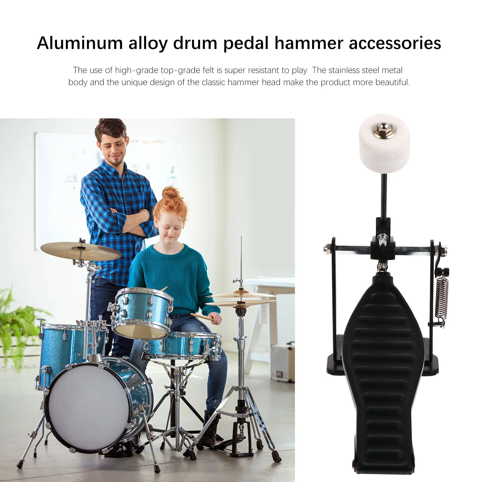 Durable Bass Electronic Kits For Kids Single Pedal Drum Practice Instrument Accessories Black Drum Kick Pedal Instrument Supply