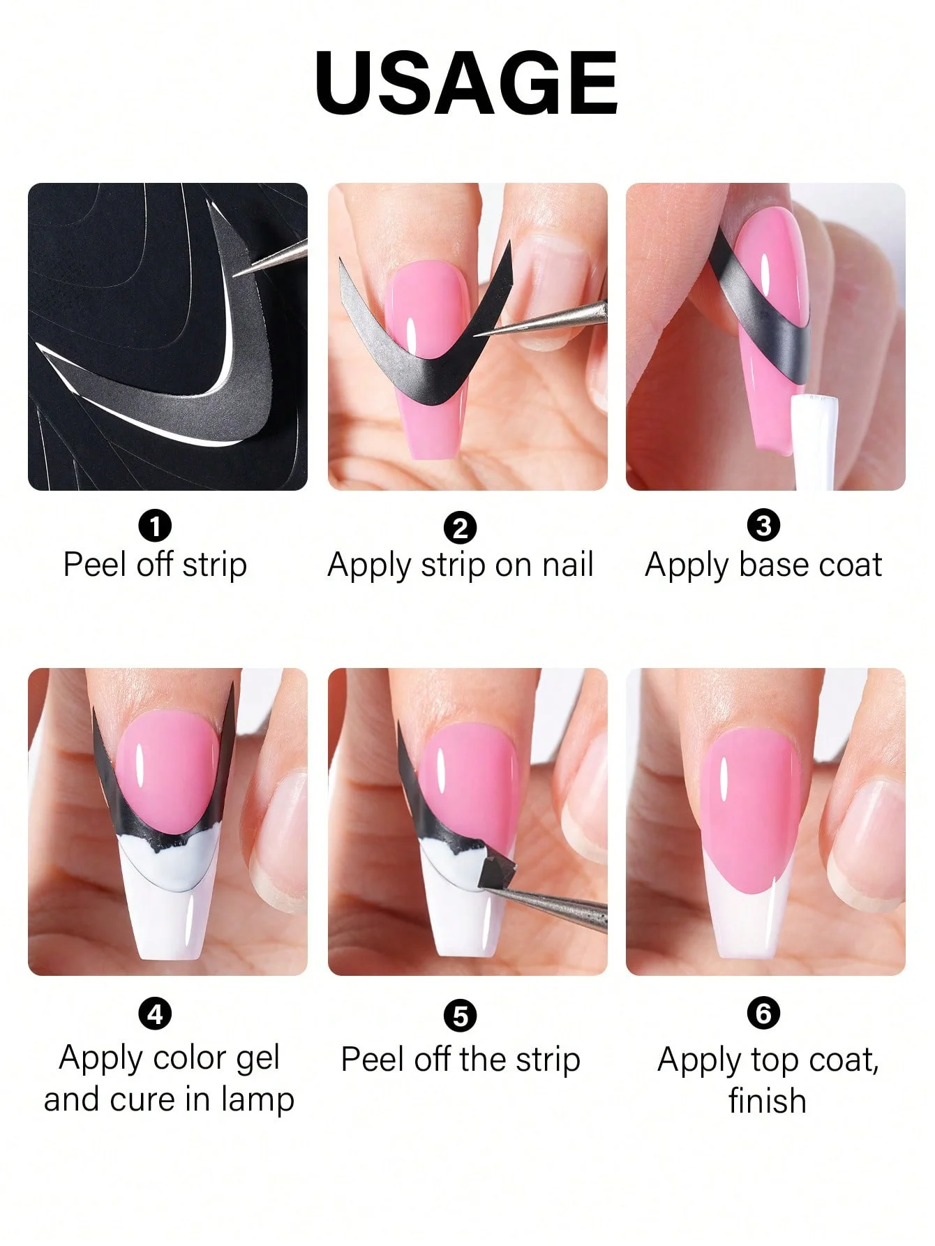 1pc 6 Style Hollow out Grid Stripe Nail Art Stickers, Simple Design Self-Adhesive Nail Tips Nail Art Decoration Stencil Tools, P