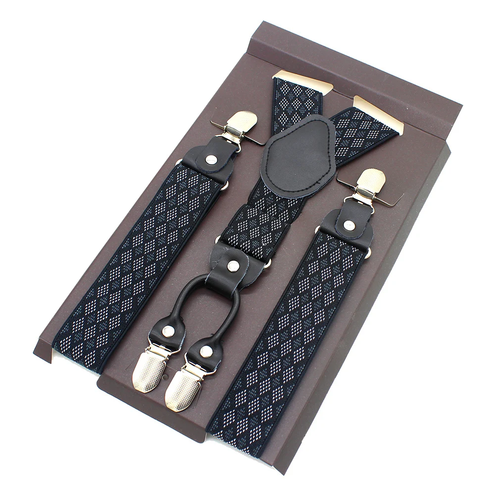 Fashion Suspenders Leather Alloy 4 Clips Braces Male Unisex Vintage Casual Leather Suspensorio Trousers Strap Husband\'s Gift