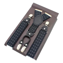 Mode Hosenträger Leder Legierung 4 Clips Hosenträger Männlich Unisex Vintage Casual Leder Suspensorio Hosen Strap mannes Geschenk