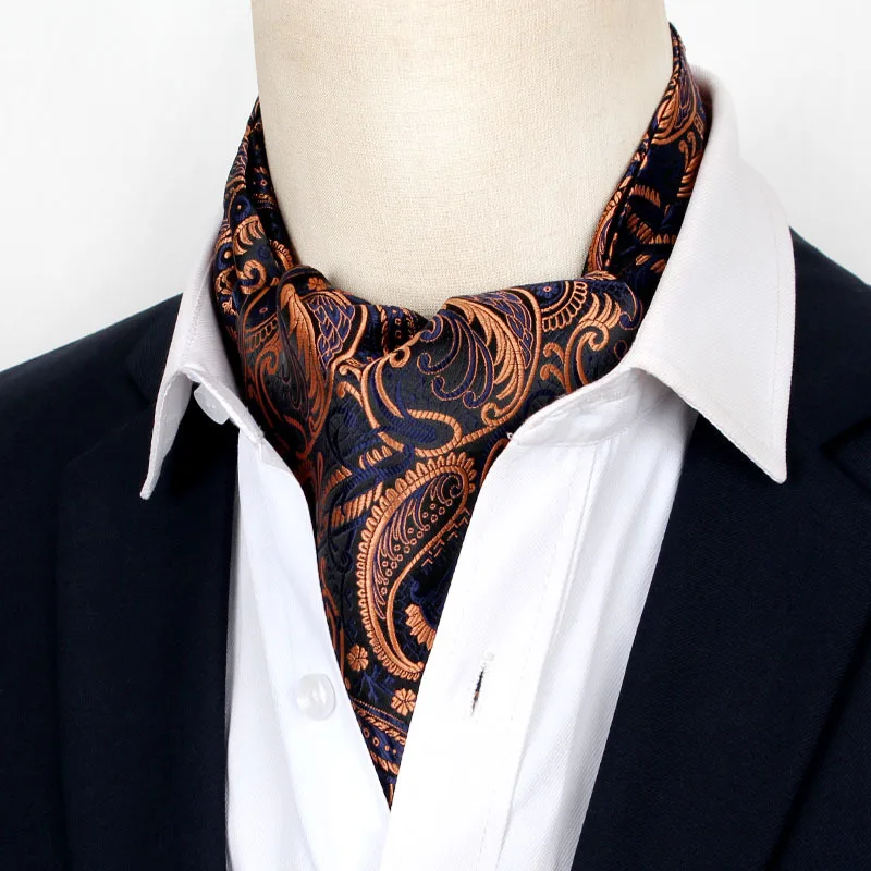 Men Vintage Polka Dot Wedding Formal Cravat Ascot Scrunch Self British style Gentleman Polyester Silk Paisley Neck Tie Luxury