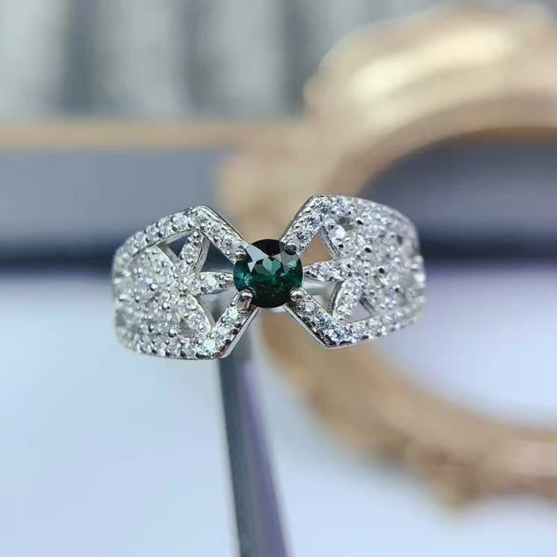

Dazzling 925 Sterling Silver Ring Natural Tourmaline Ring 4mm 0.3ct Genuine Tourmaline Jewelry for Women