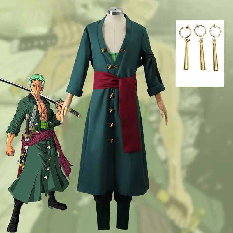 

New Anime Roronoa Zoro Cosplay Costume Adult Unisex Kimono Uniform Suit Halloween Party Outfit Performance