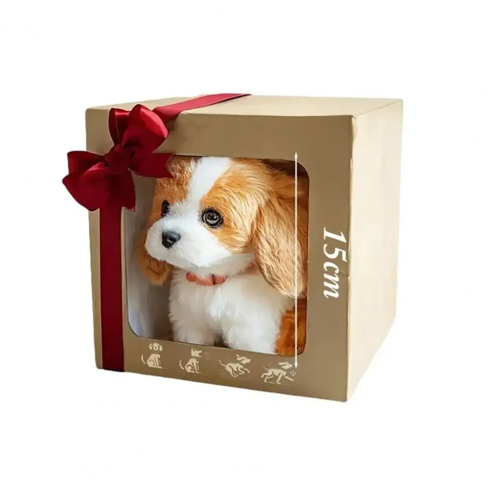 Fashion Plush Robot Puppy Barking Tail Wagging Simulated Puppy Soft Stuffed Doll Walking Interactive Robotic Pet Kids Toy