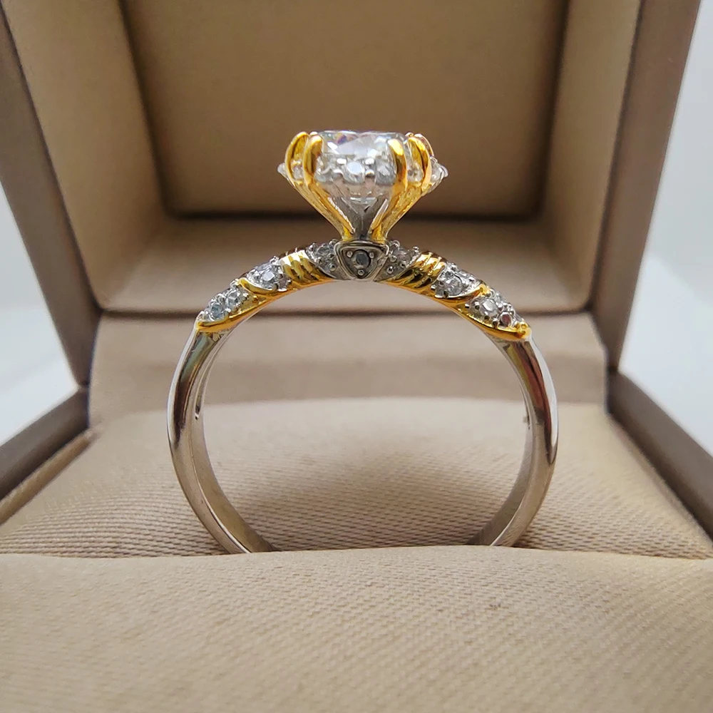 Luomansi D VVS1 Moissanite Crown Ring With with Certificate  S925 Silver 1 Carat Wedding Party Woman Jewelry Gift