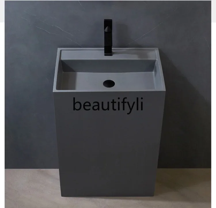 

ss25 Nordic cement gray column basin integrated washbasin industrial style art artificial stone pillar basin
