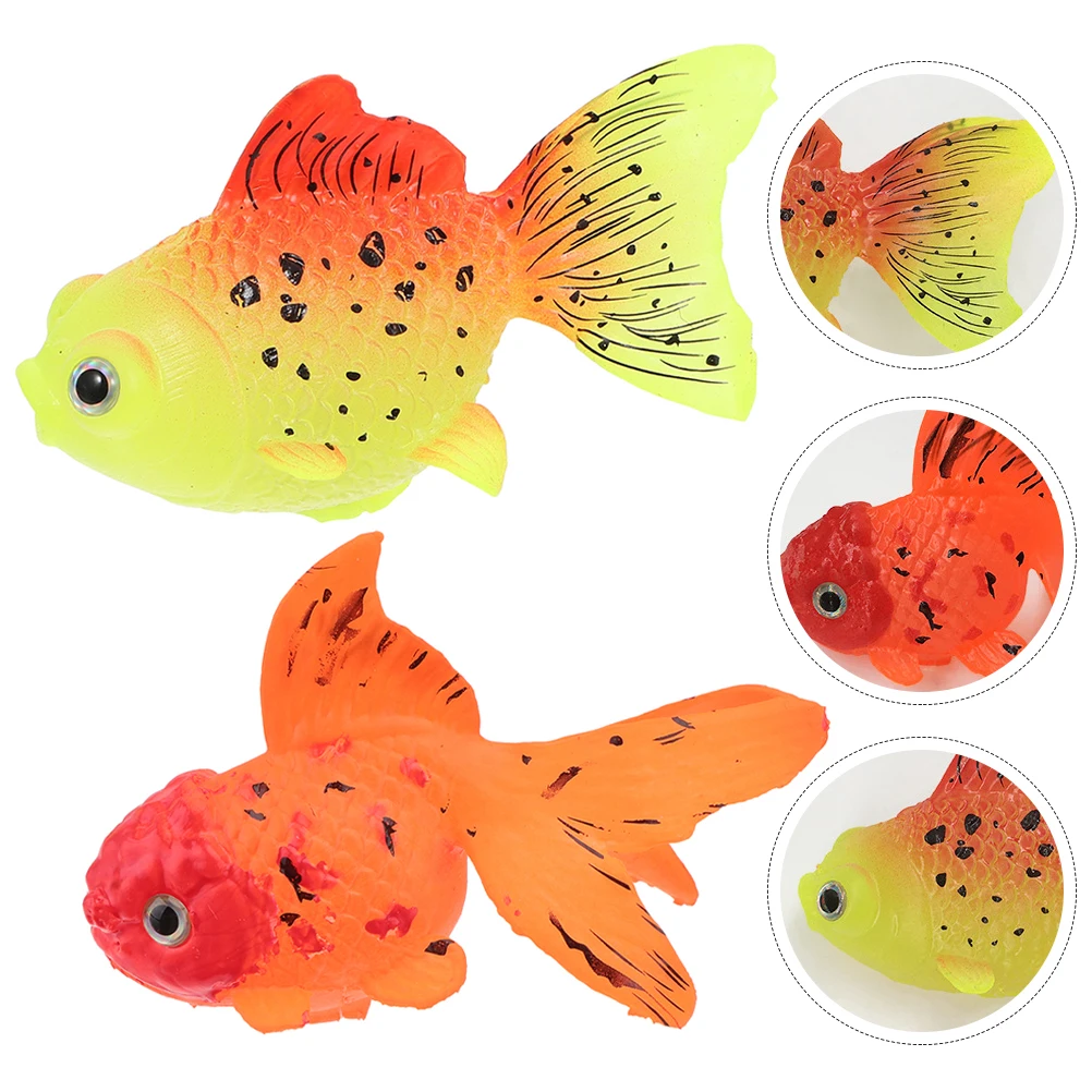 

2Pcs Simulated Goldfish Decorations Safe Silicone Floating Fish Tank Crafts Luminous Dark Aquarium Home Office Decor Artificial