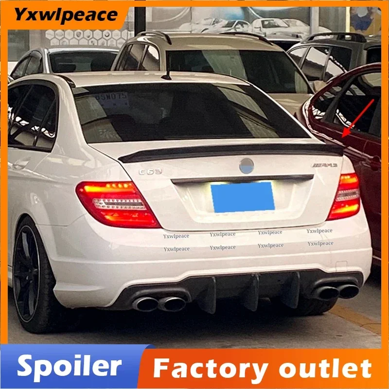 Real Carbon Fiber Rear Trunk Lip Spoiler Wing For Mercedes Benz W204 C204 C63 AMG C200 C250 C300 2Door/4Door 2008-2014 C Class