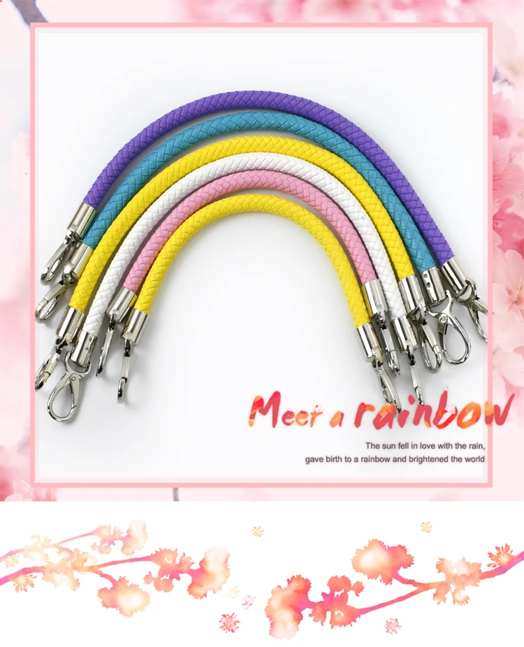 2Pcs 40/50/60cm Handbag Handle PU Braided Rope Sliver Buckle Women's Bags Shoulder Straps DIY Leather Crafts Purse Accessories