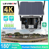 LS VISION Solar Security Camera Outdoor Dual Lens Wide View 4G/WIFI Wireless Cameras 4K/8MP Color Night Vision Human Tracking