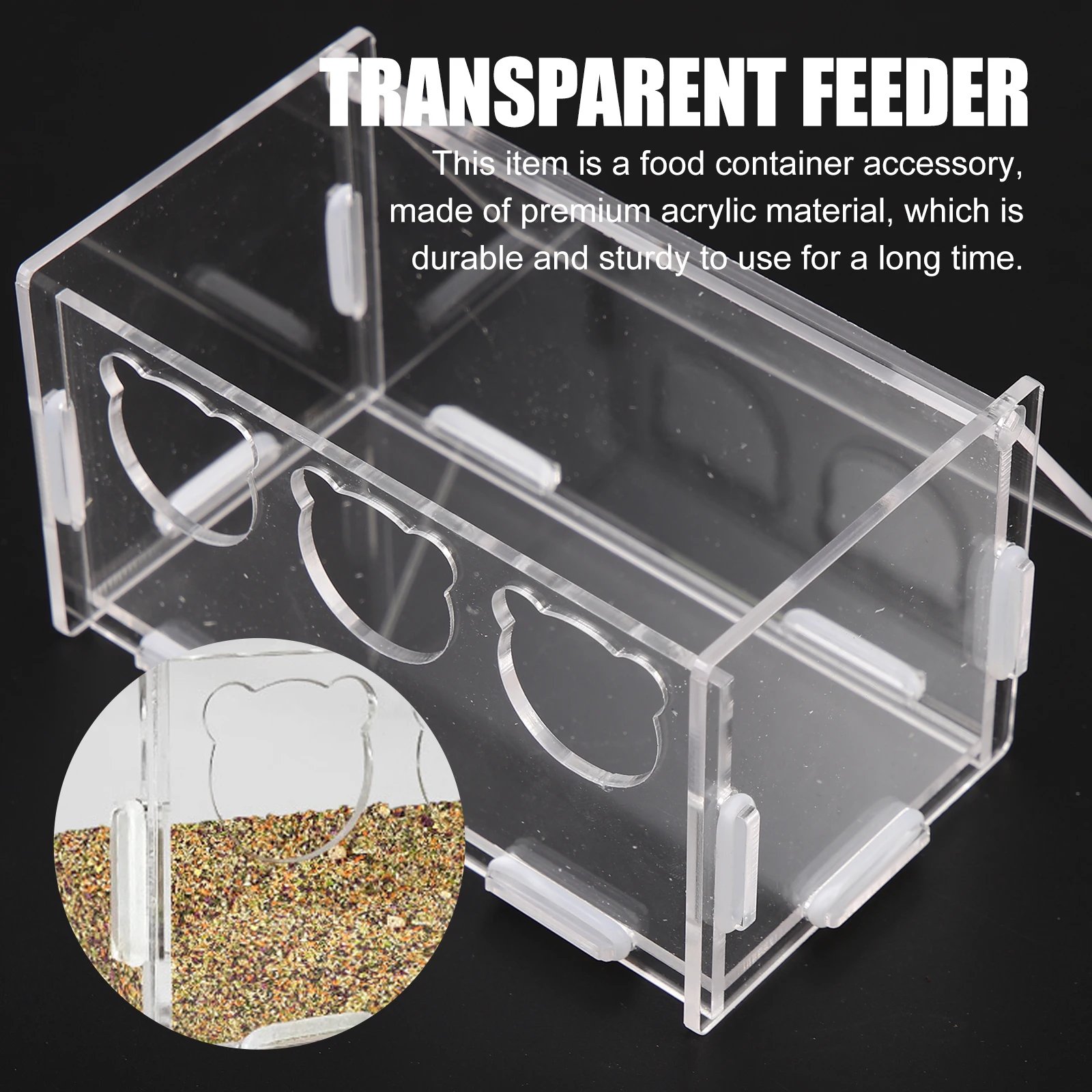 

Transparent Acrylic Feeding Box Lightweight Pet Food Container For Birds Budgerigar Cockatiel Finch Parakeet Cage Washable