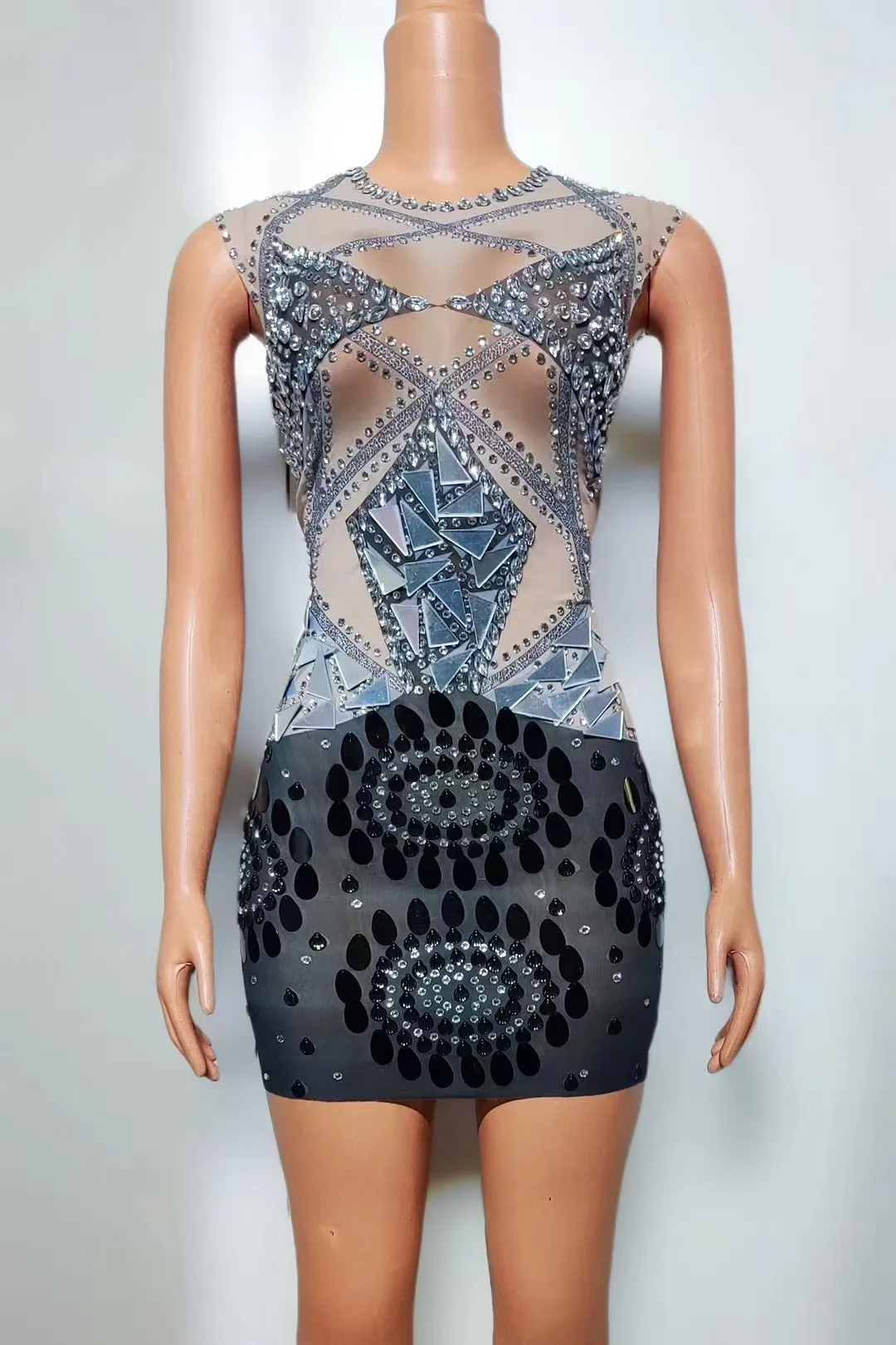 

Сексуальная перспективная сетчатая короткая юбка с принтом бриллиантов для ночного клуба, диджея, бара, певицы, танцевальной команды, платье для выступлений, тема вечеринки A912