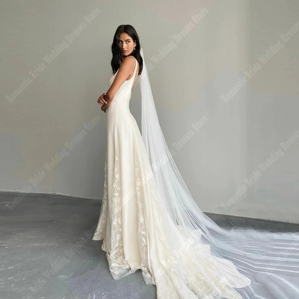 Vestidos De novia De tela satinada con cuello corazón para mujer, Vestidos De novia con estampado De encaje, longitud para fregar, Vestidos De princesa De Novias 2025