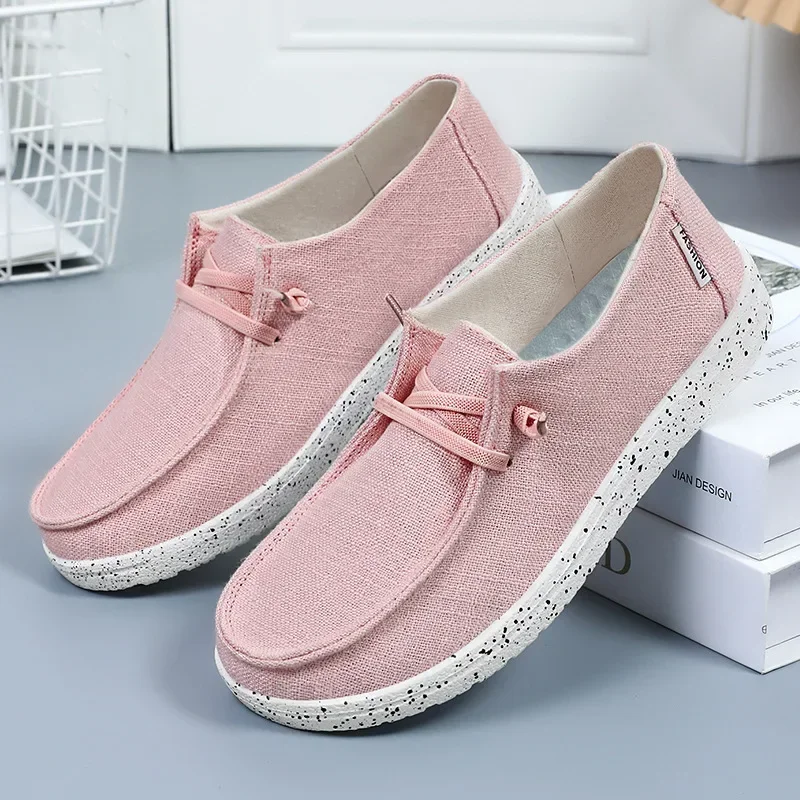 Women's  New Low Top Casual Shoes Lace Up Flat Bottom Shallow Mouth Canvas Shoes Versatile and Breathable 2024