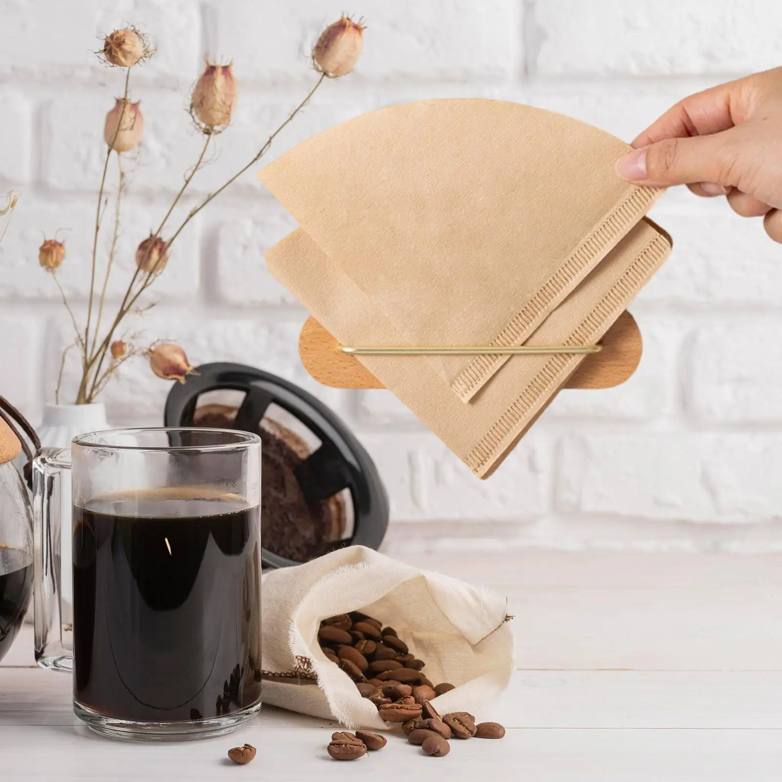 

Coffee Filter Paper Holder Bar Accessories Retro Wall Mount Coffee Filter Storage Stand for Kitchen Picnic Restaurant Office