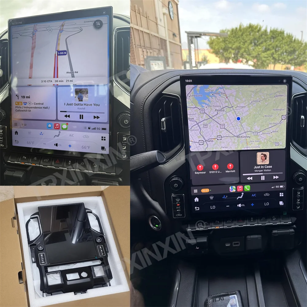 

15,6-дюймовый HD сенсорный экран Android автомобильный радиоприемник для GMC Sierra Chevrolet Silverado 2019-2023 беспроводной Carplay GPS мультимедийный плеер