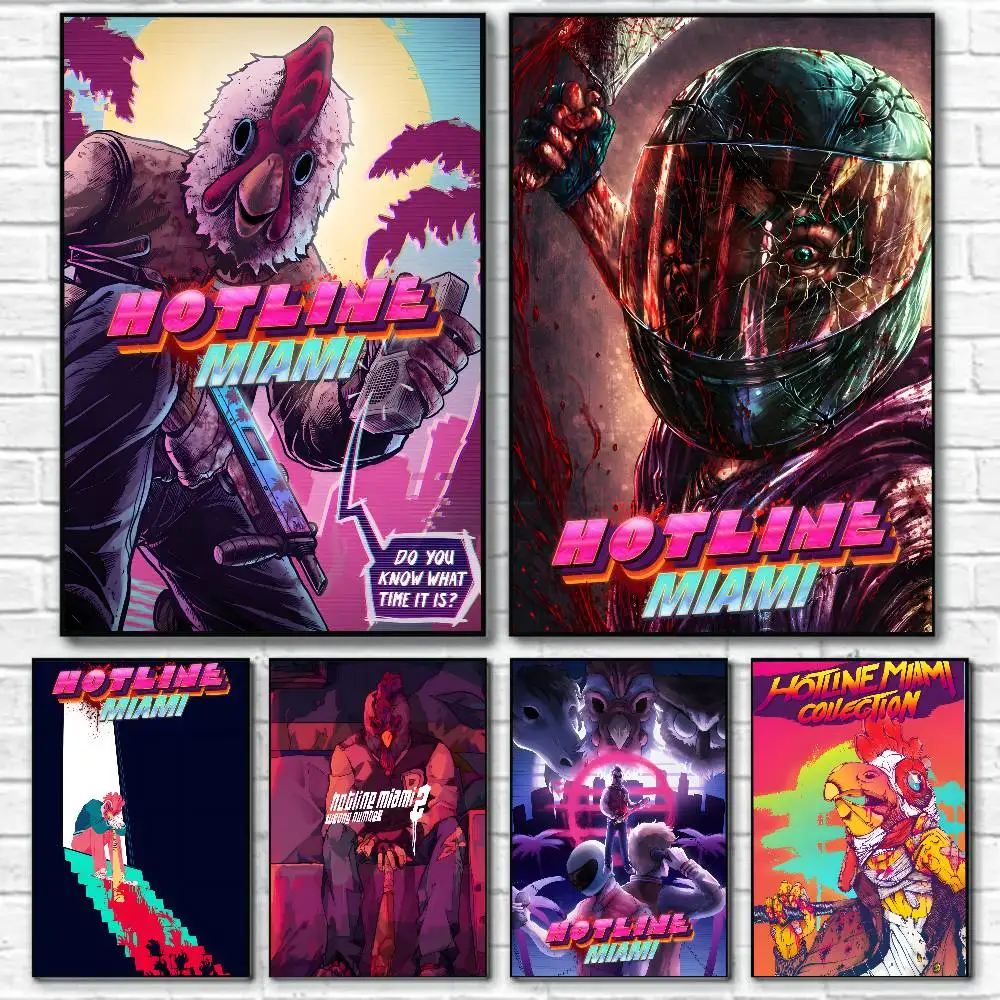 Spiel H-Hotline Miami Poster Malerei Poster mit Drucken Home Schlafzimmer Wohnzimmer Dekoration Geschenk