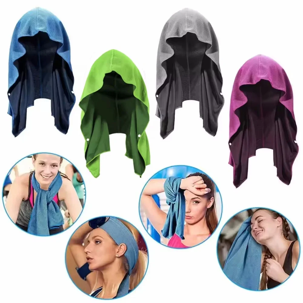 1pc Cooling Hoodie Towel Cooling Towels Quick Drying Absorbent Towels for Neck and Face Protection Sport Workout Camping Cycling