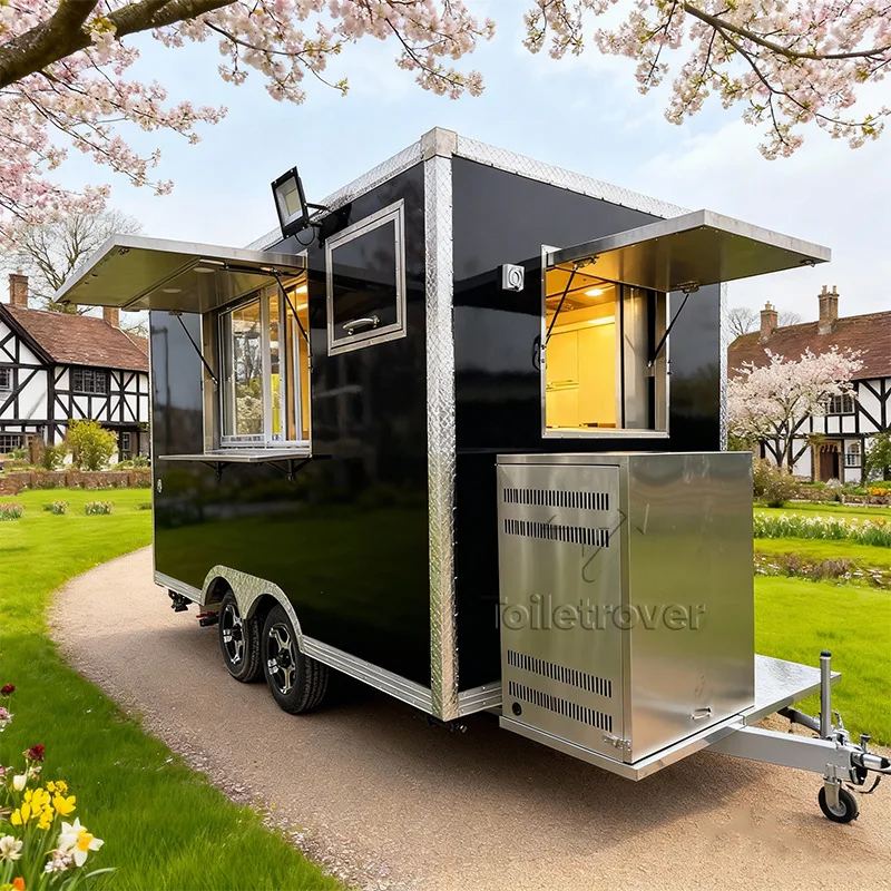 

Outdoor Commercial Food Truck Hot Dog Pizza Cart Food Truck with Full Kitchen United States Food Cart Trailer for Sale USA