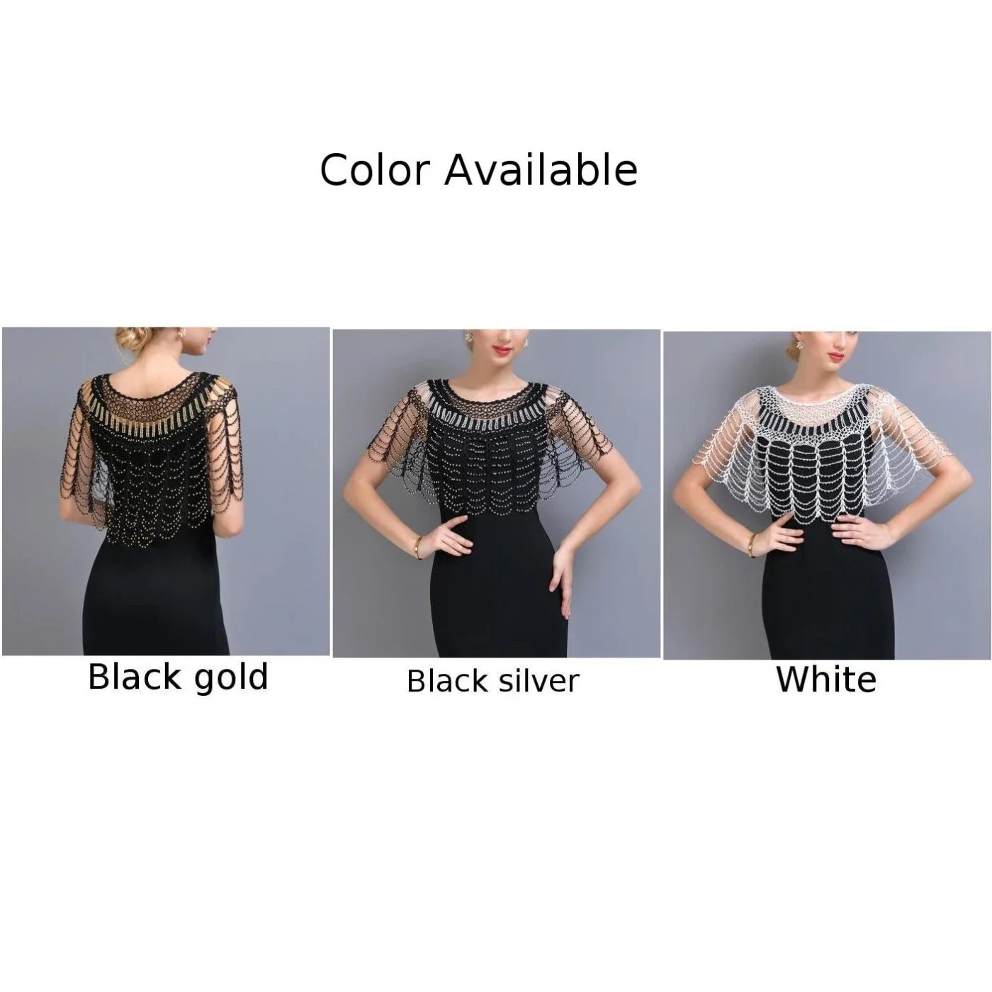 New Women Cape 1920s Hand Hook  Beaded Smock Shawl Beads Evening Party Dress Scarfs Flapper Decoration Female Cover Up Shawl