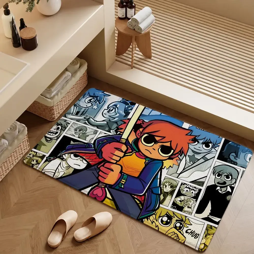 Comic Scott Pilgrim Ramona Sex Bob-Omb Floor Mat Soft Flannel Entrance Doormat Non-Slip Washable Rug For Bedroom Home Decor