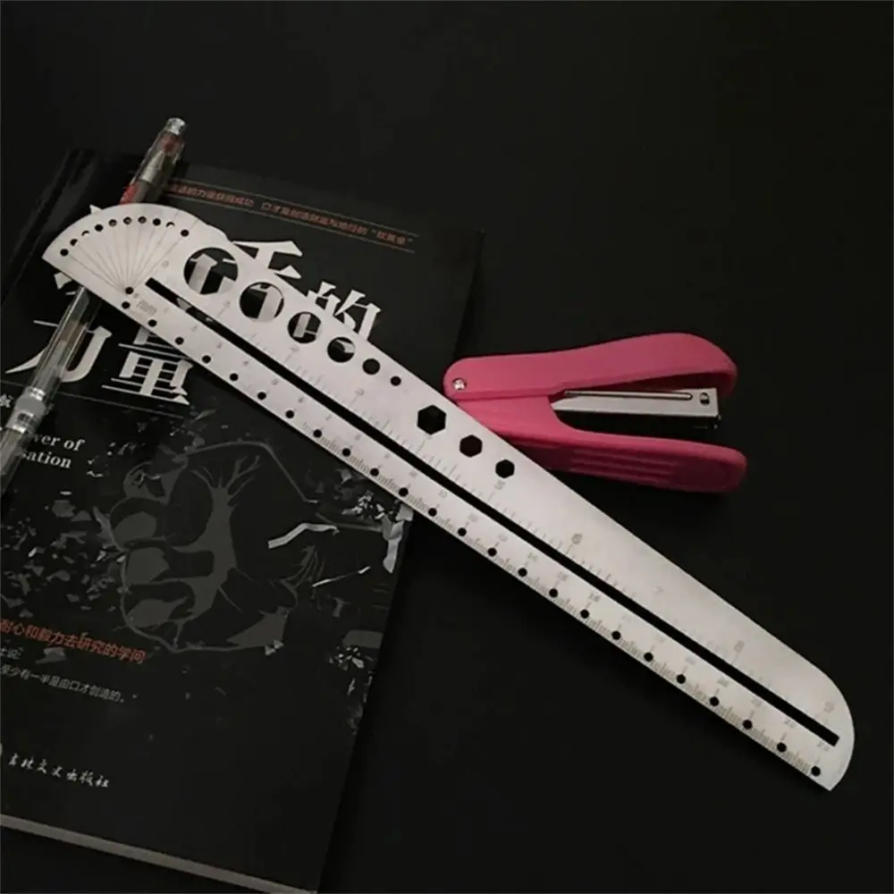 Geometry Silver Stainless Steel for DIY Template Straight Ruler Angle Protractor Measuring Ruler Protractor Ruler