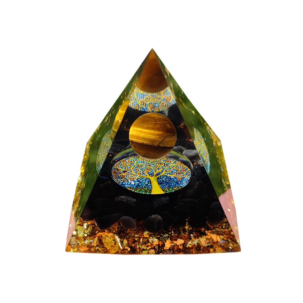 Energy Healing Stone Crystal Orgonite Energy Pyramid Home Office Decor Ornaments