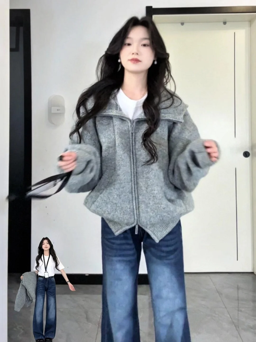 

ay Мягкая свободная толстовка с капюшоном, женский свитер, ленивая высококачественная зимняя верхняя одежда, корейский Sle, уникальный красивый длинный свеч, Batwing Sve