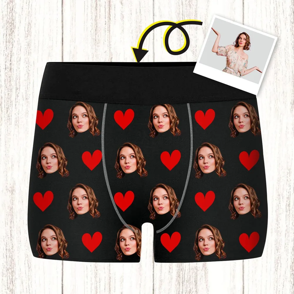 

Personalized Face Photo Underwear - Custom Heart Boxer Briefs - Custom Men Briefs - Gift For Husband - Anniversary Gift for Dad