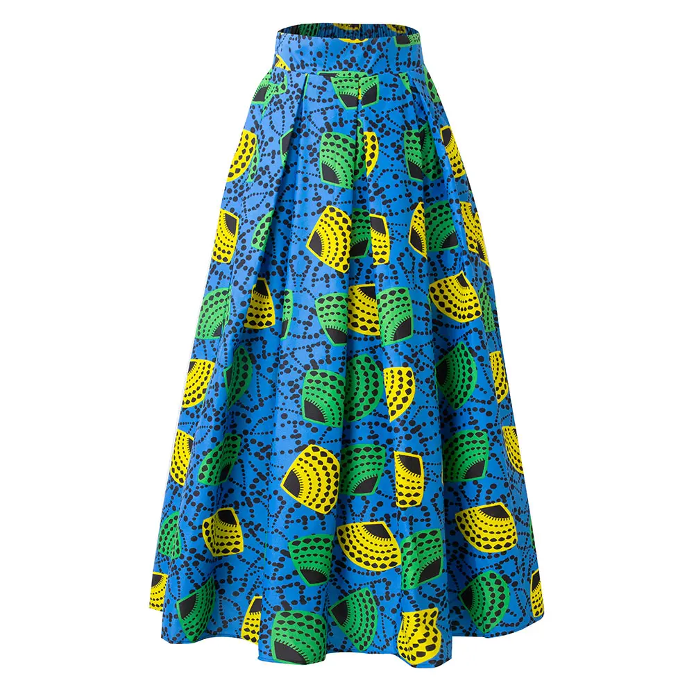 

African Skirts For Women Blue Ankara Maxi High Waist Skirt Wedding Ankara Printing Wax Casual Outfits Attire For Women