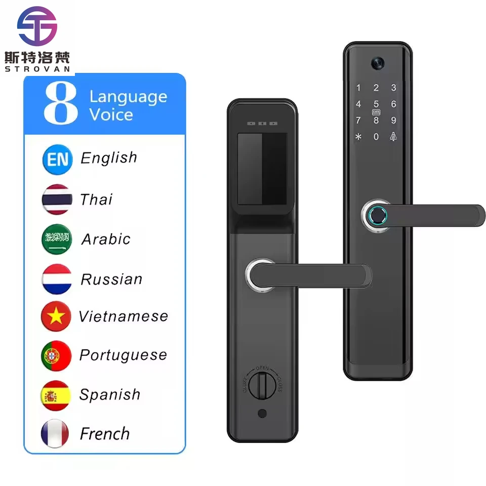 

ZXHK High Quality Fingerprint Smart Door Lock With Cameras Tuya Wifi Electronic Digital Smart With 6068 Mortise